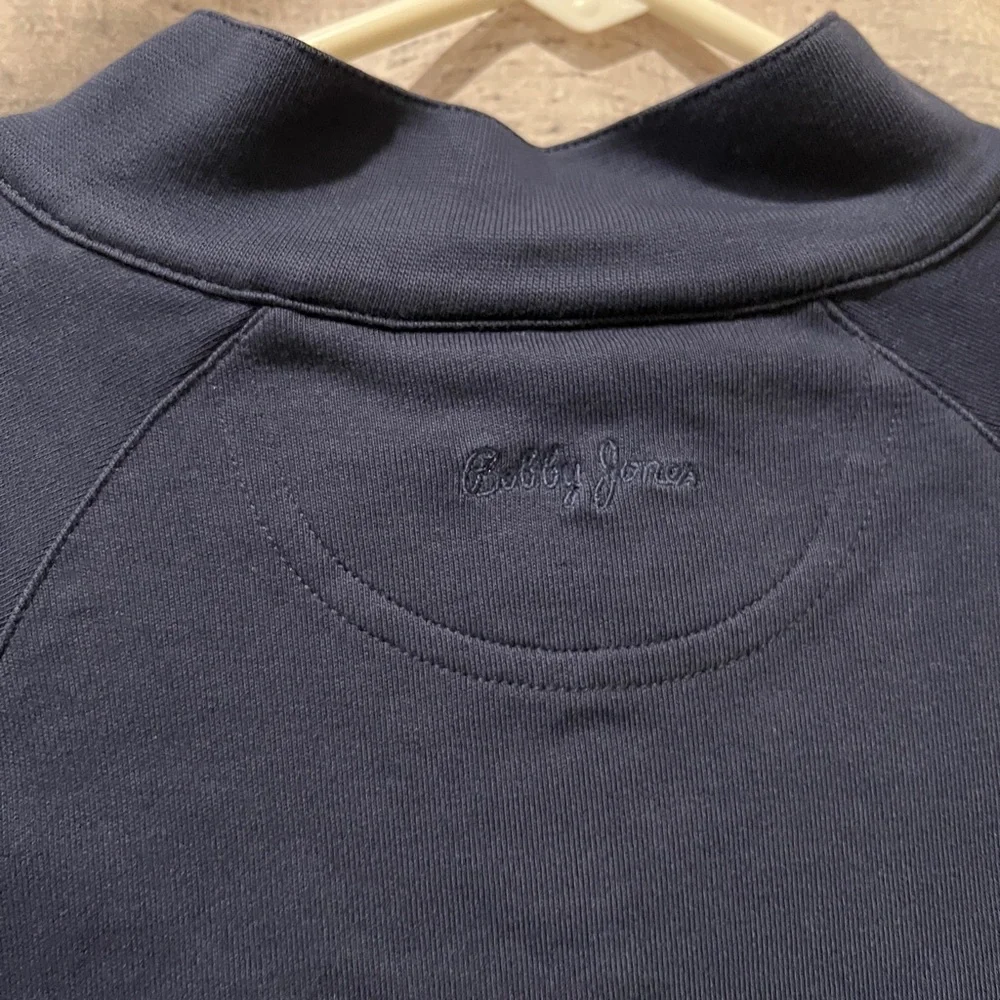 Bobby Jones Womens Fitted Golf Navy Blue Quarter Zip Pullover Top Peru Cotton - Picture 6 of 6